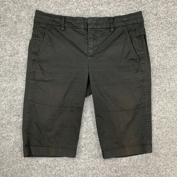 Vince Short Womens 2 Solid Black Side Buckle Knee Length Low Rise Bermuda Casual - Picture 2 of 11